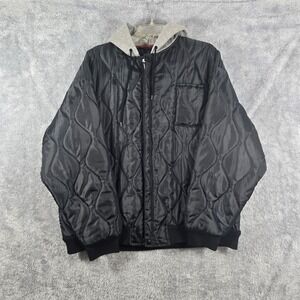 Bear River Workwear Mens XL Quilted Bomber Jacket Hooded Black Water Resistant